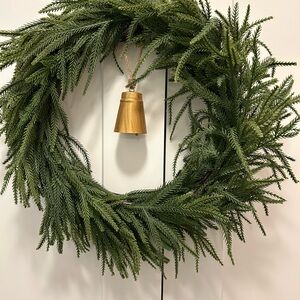 Holiday Wreath Norfolk Pine with Gold Bell